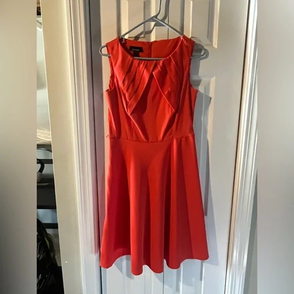 B Design Business Casual Orange Dress Women’s Size 6 Demure Office Flare Party - Picture 2 of 5